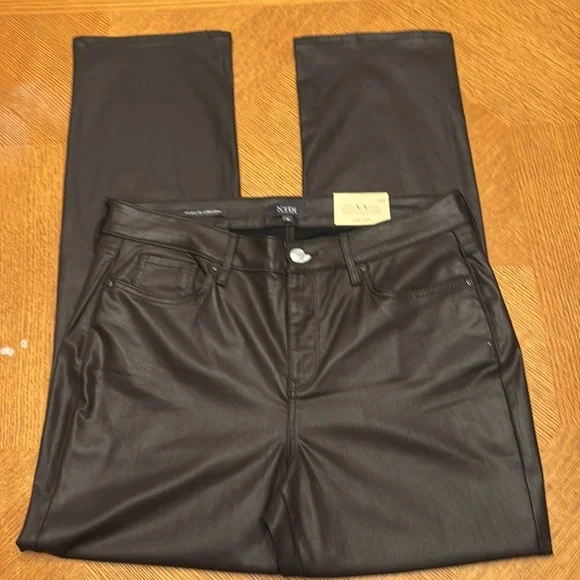 NYDJ Marilyn Straight in Cordovan Coated Brown Size 14 New - Picture 4 of 9